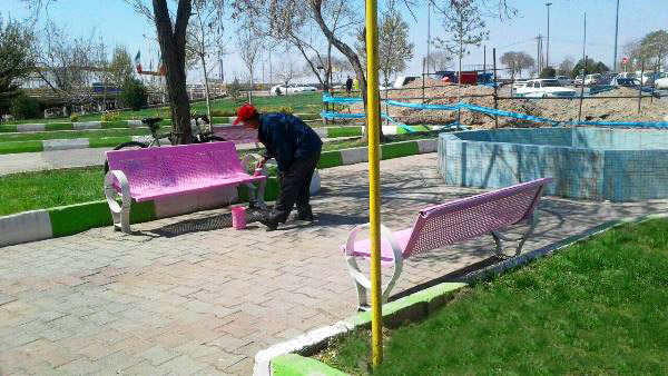 رنگ آمیزی و نقاشی مبلمان شهری - جدول - پارک tabriz paints city beautification organization